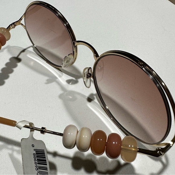 Chloe Bead Embellished Sunglasses 
Round Gold Frame Brow Mocha Mousse
NWT - Picture 10 of 16